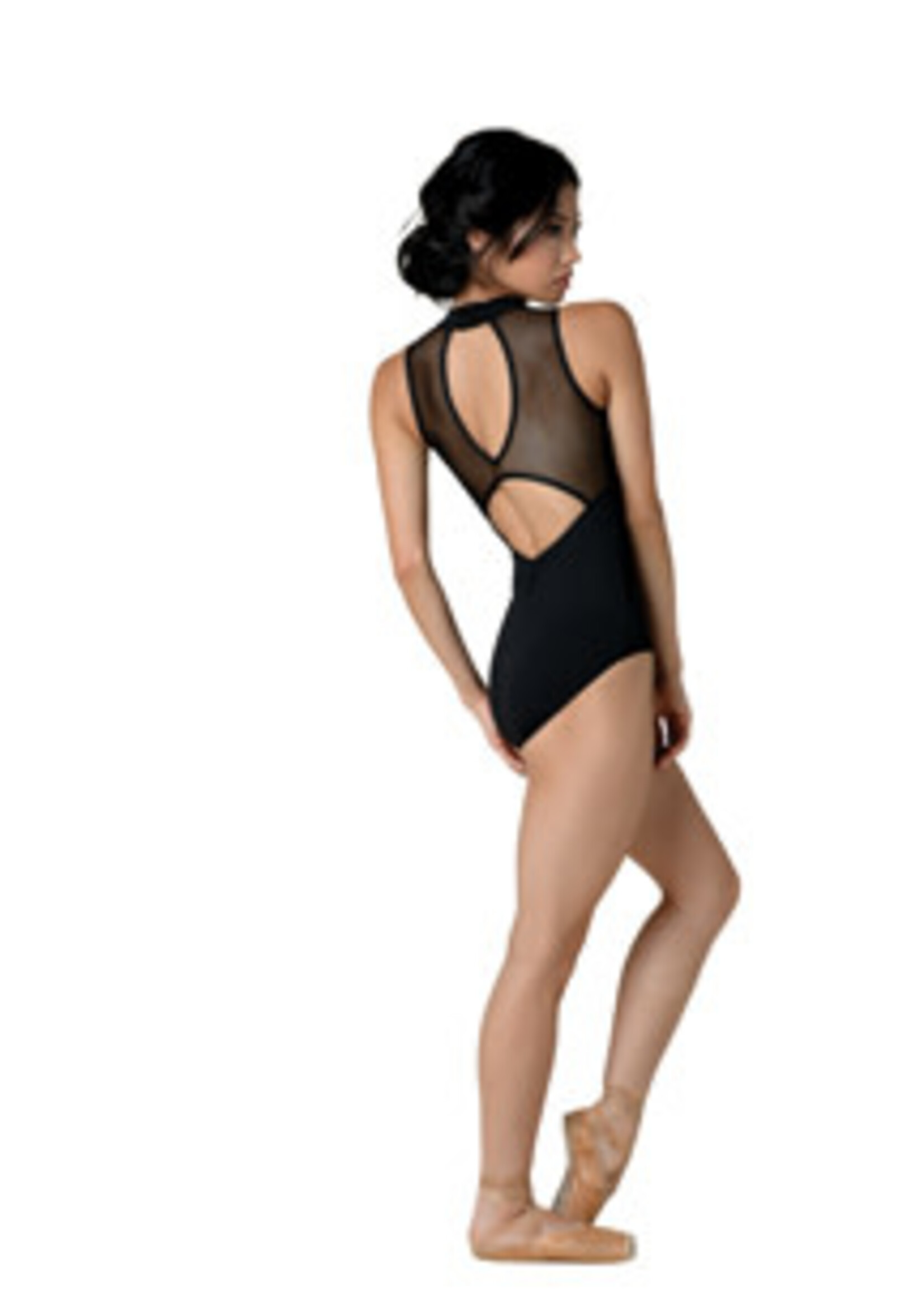 Danshuz 22125A Adult mock neck, double keyhole mesh back and a clasp closure behind the neck