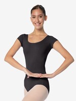 SoDanća SL12 ADULT SHORT SLEEVE BASIC SCOOP NECK LEOTARD BLACK