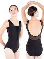 Eurotard 41227 Womens Silhouette Mesh Inset Bodice Leotard BLACK