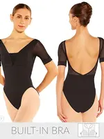 Eurotard 41421 - Eurotard Womens Silhouette Mesh V Front Short Sleeve Leotard