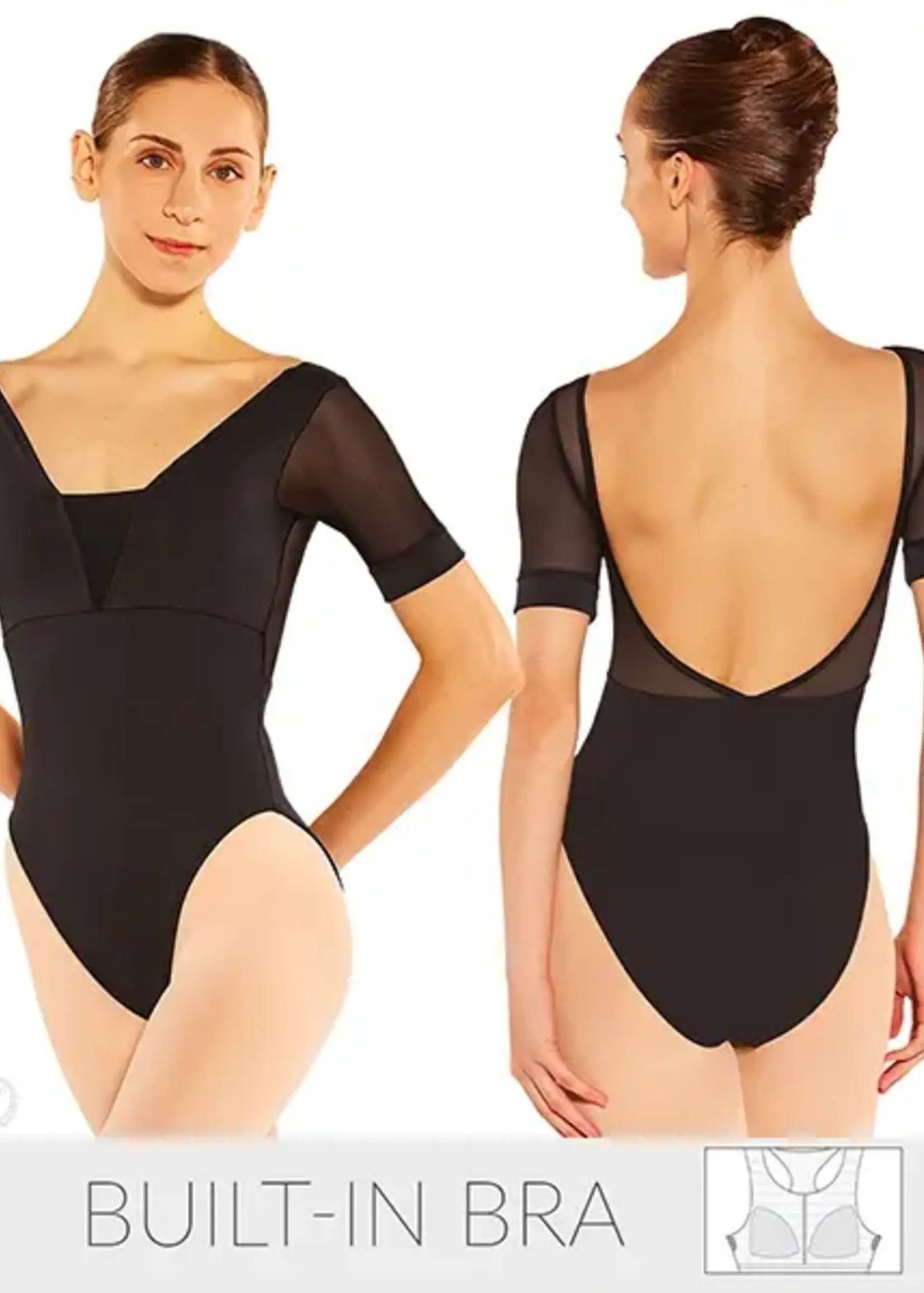 Eurotard 41421 - Eurotard Womens Silhouette Mesh V Front Short Sleeve Leotard