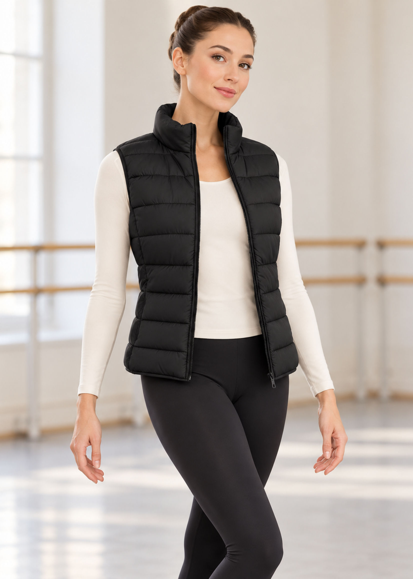 Dancing Doll WARM UP PUFFER VEST WOMEN'S BLACK