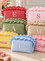 A Pretty Something Personalized Gingham Ruffle Pouch