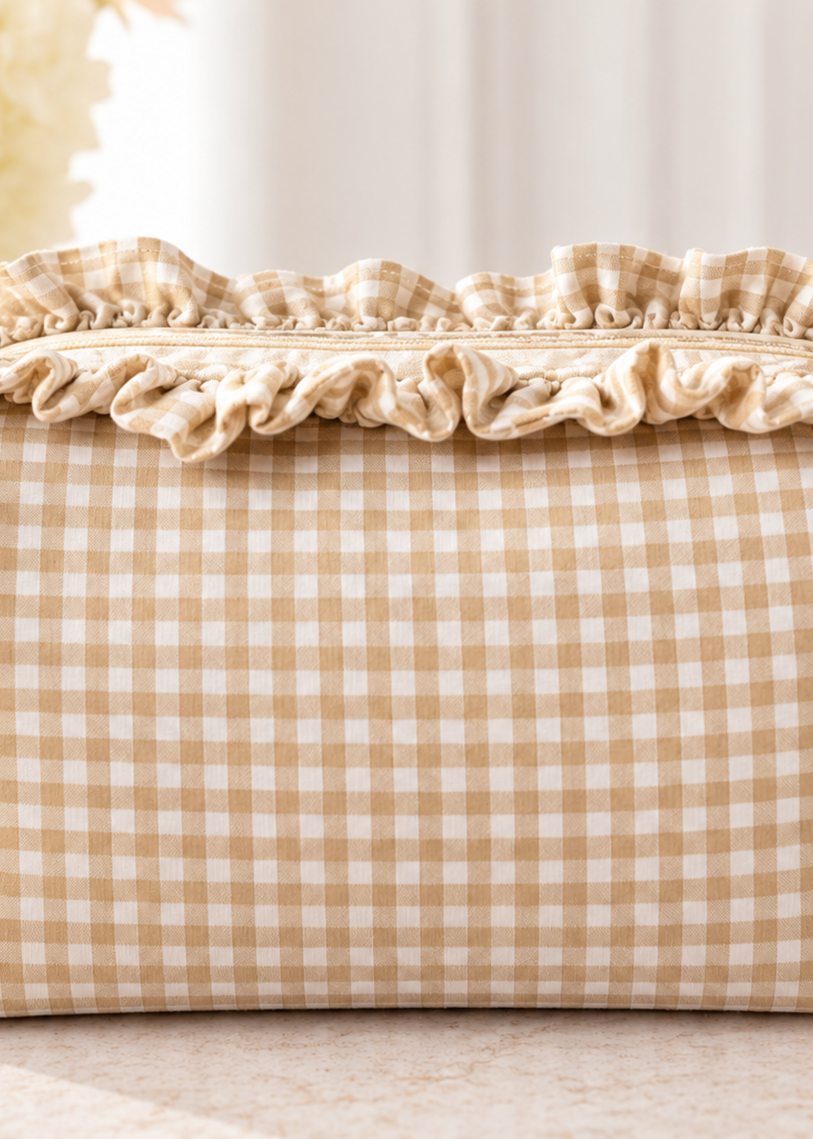 A Pretty Something Personalized Gingham Ruffle Pouch