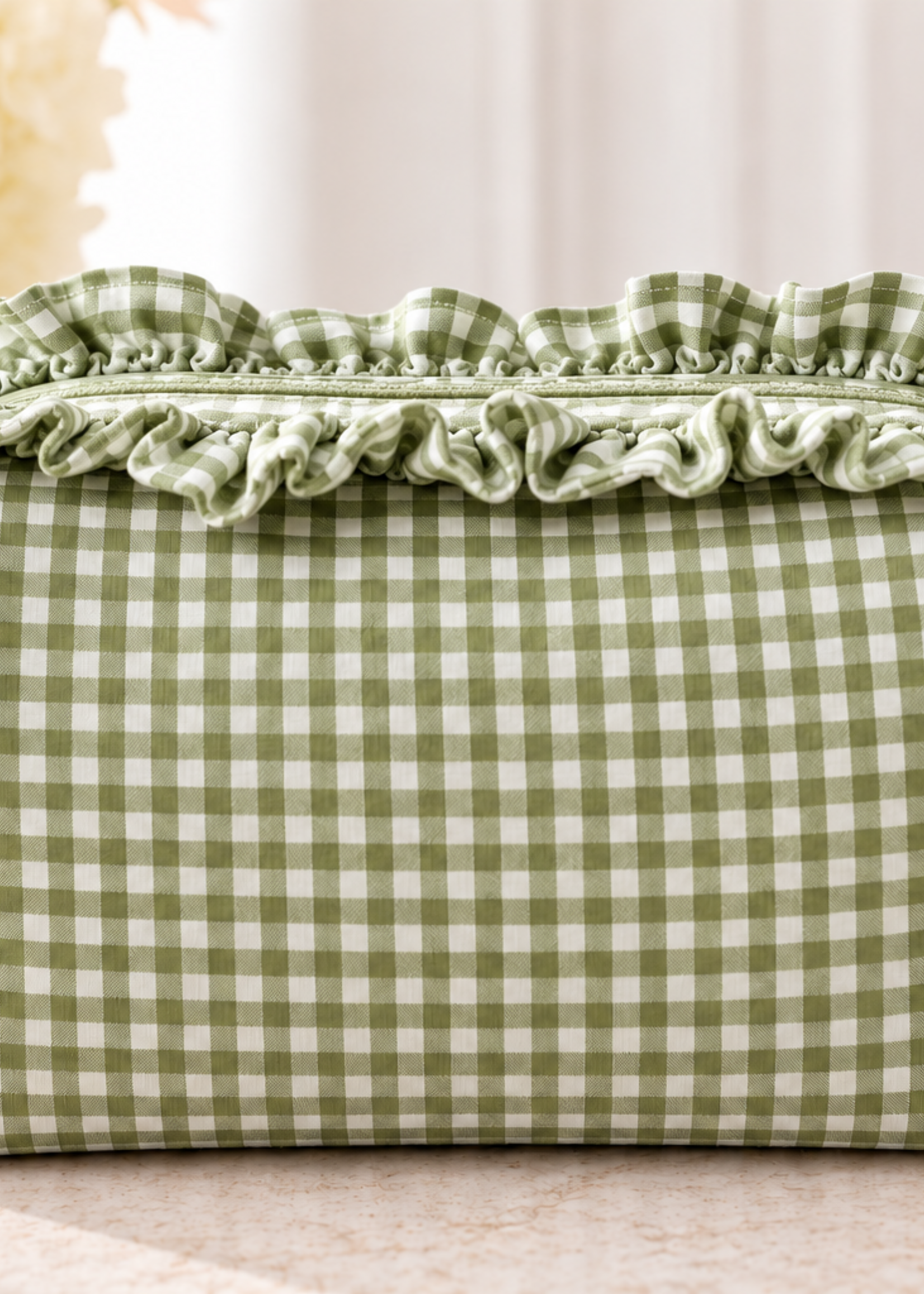 A Pretty Something Personalized Gingham Ruffle Pouch