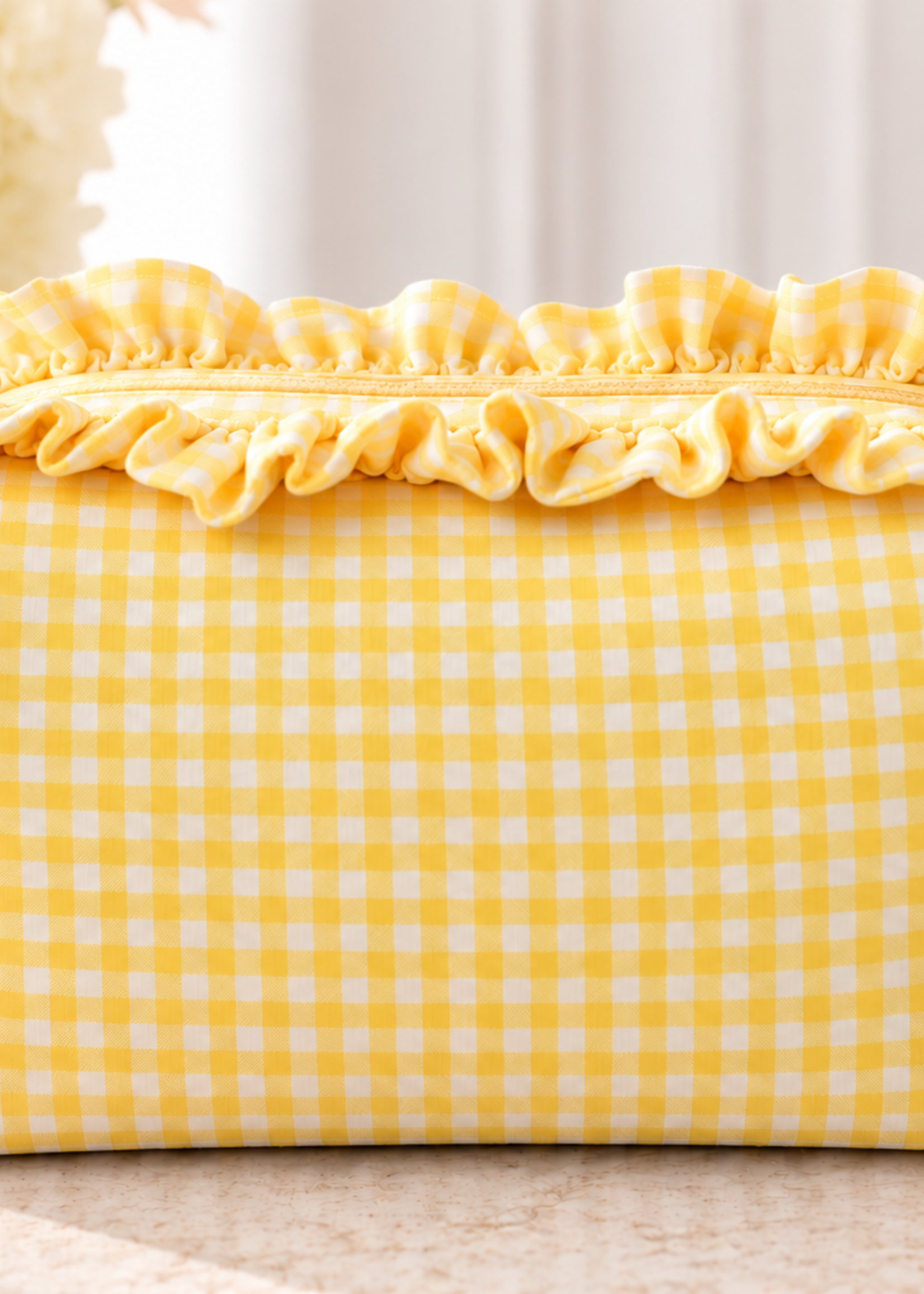 A Pretty Something Personalized Gingham Ruffle Pouch
