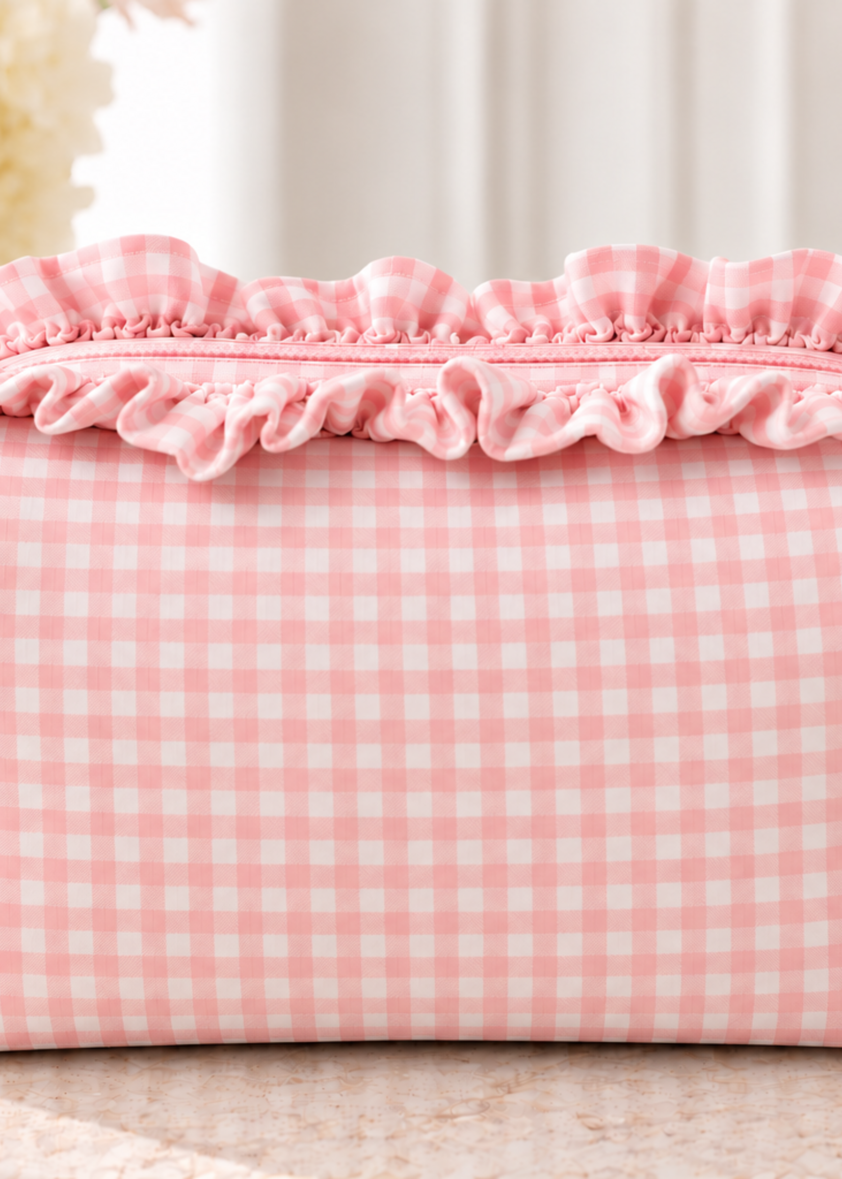 A Pretty Something Personalized Gingham Ruffle Pouch