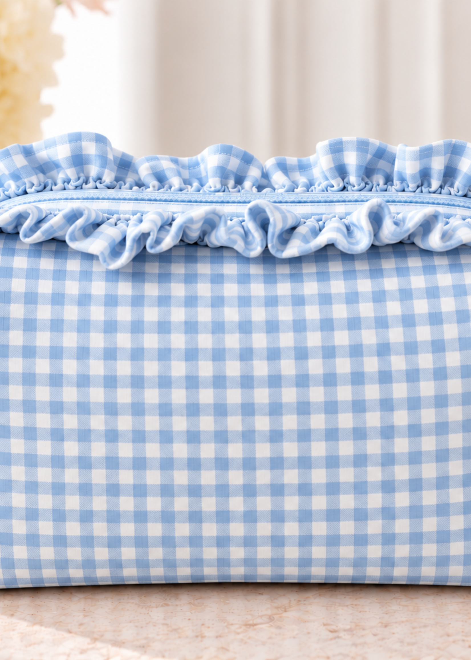 A Pretty Something Personalized Gingham Ruffle Pouch