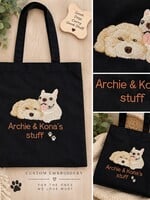 A Pretty Something The Pet Edit | Custom Embroidered Pet Portrait Tote