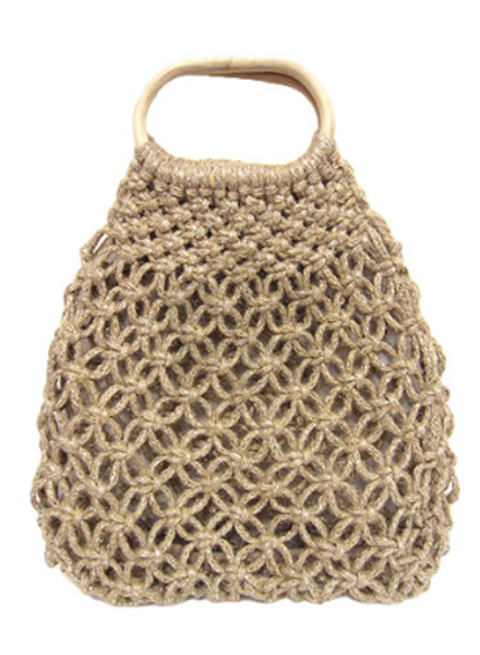 Wooden Handle Net Woven Bag