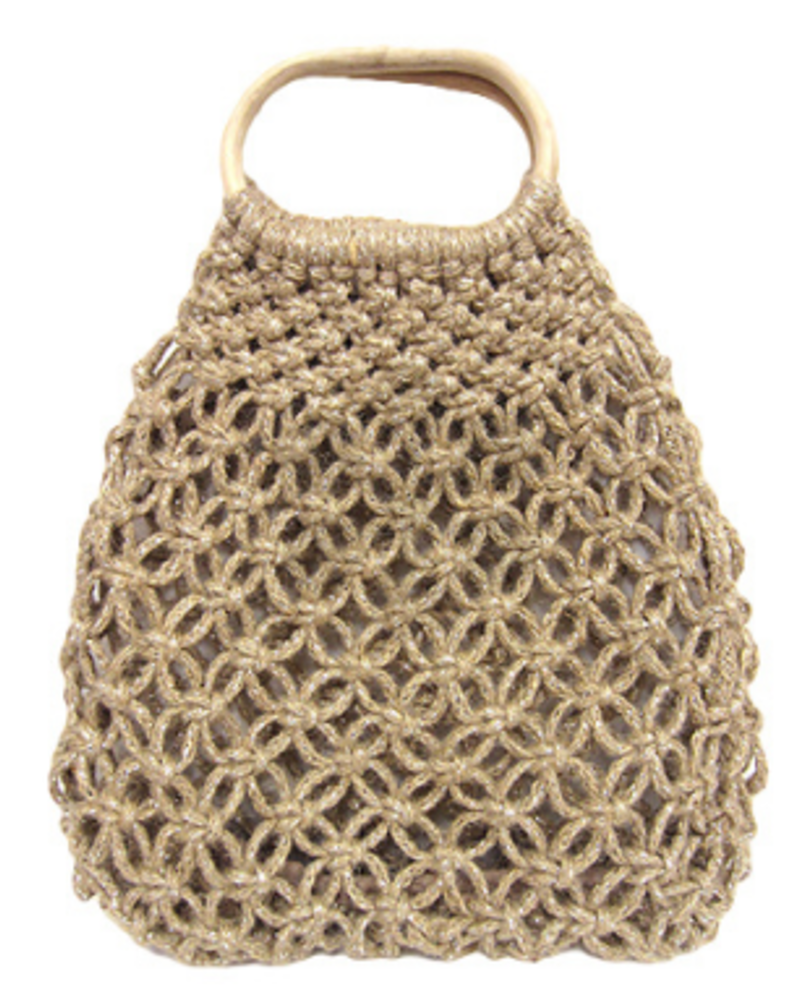 Wooden Handle Net Woven Bag