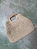 Square Wooden Handle Straw Tote