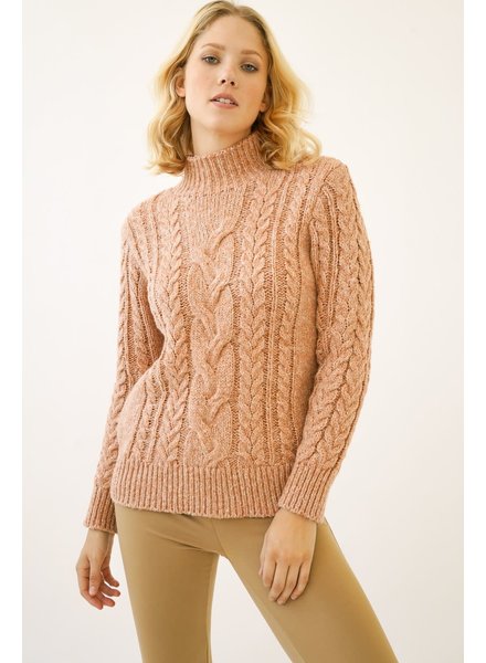 Mystree Cable Knit Mock Sweater