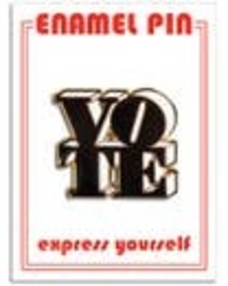 Found Enamel Pin Vote B&W