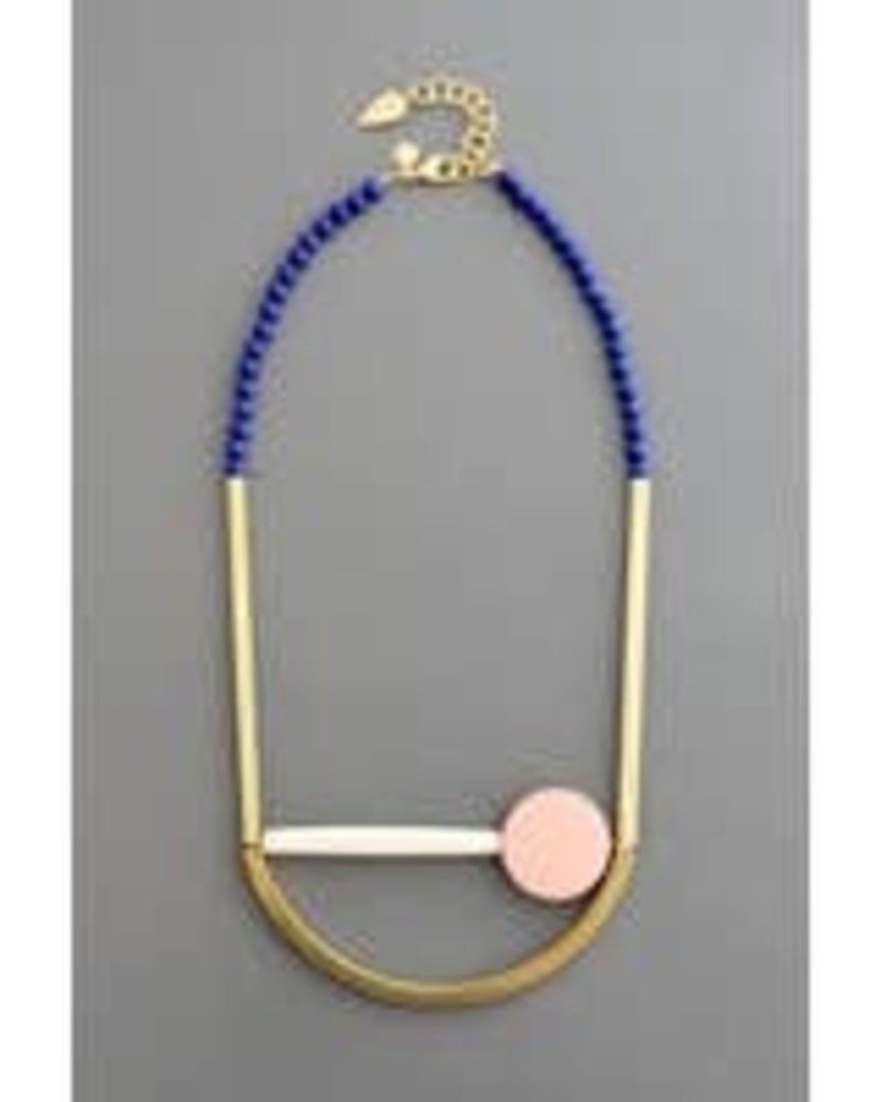David Aubrey EMI119 Geo Blue + Pink Necklace