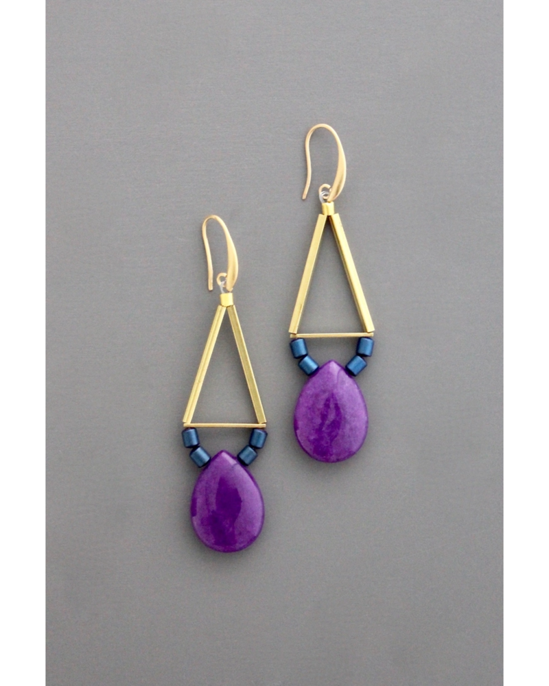 David Aubrey EMIE80 Blue + Purple Geo Earrings