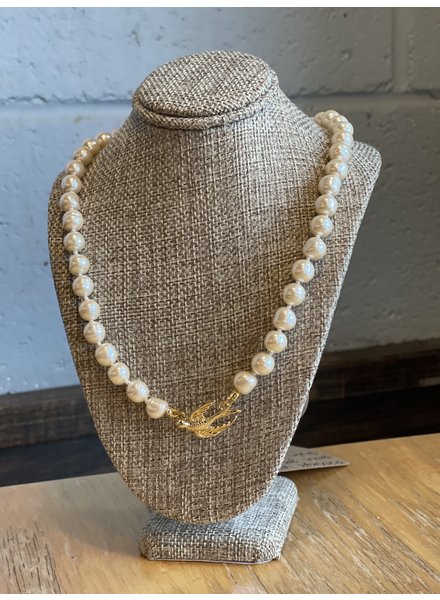 Vintage Glass Pearl Bird Necklace