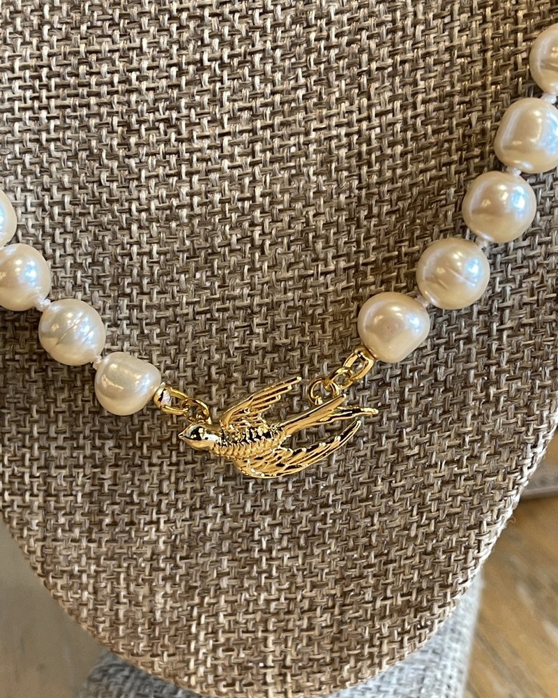 Erin Knight Vintage Glass Pearl Bird Necklace