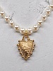 Erin Vintage Glass Pearl Heart Necklace