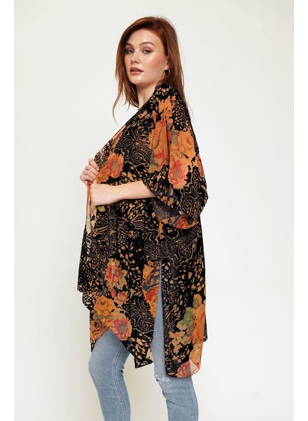 Mystree Burnout Velvet Kimono