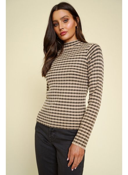 Mystree Mock Neck Stripe Sweater
