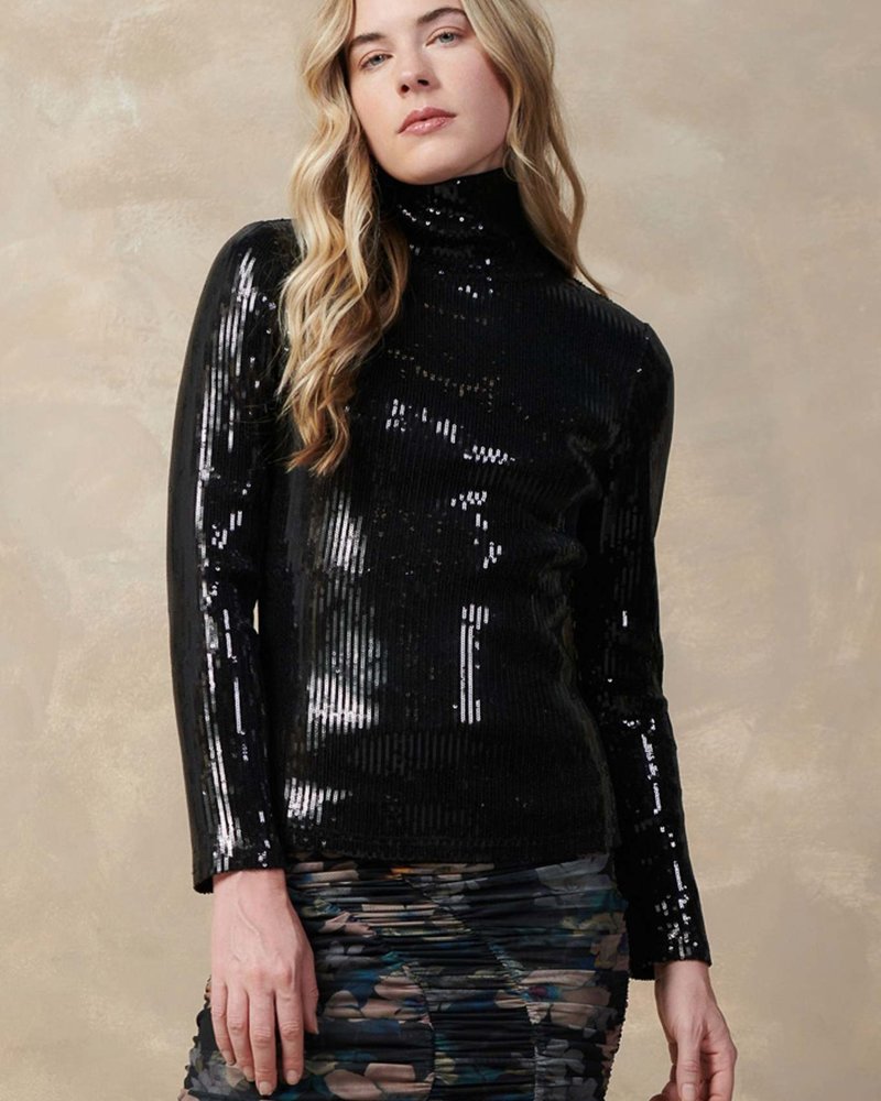 Current Air Current Air Long Sleeve Sequin Turtleneck