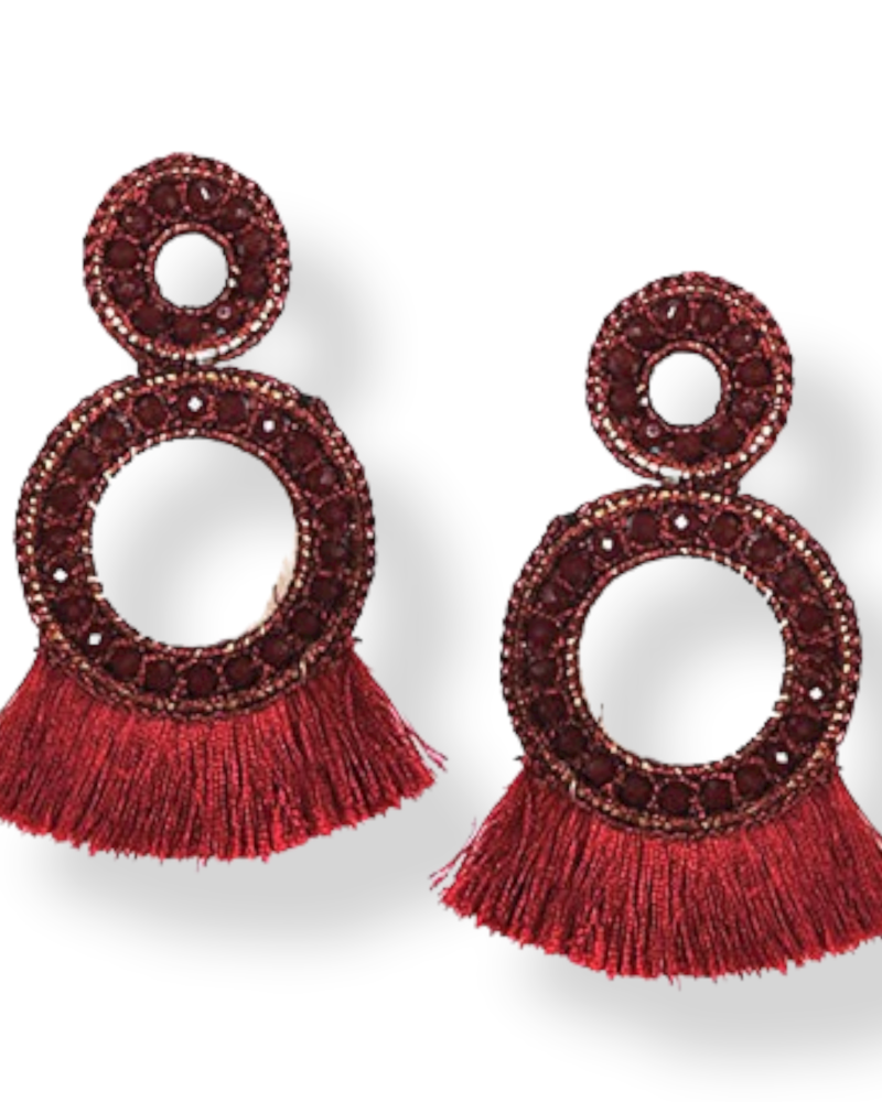 Bead Circle Fringe Earrings