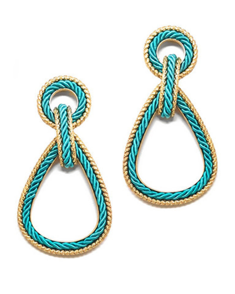 Golden Stella Rope Linked Turquoise Earrings
