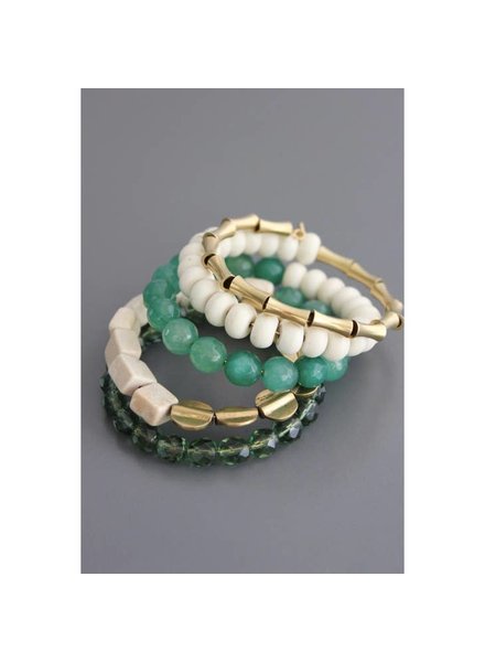 David Aubrey BKNB04 Green White Wrap Bracelet