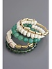 David Aubrey David Aubrey BKNB04 Green White Wrap Bracelet