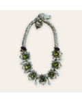 Ikat Jewelry Green Stone Pearl Necklace