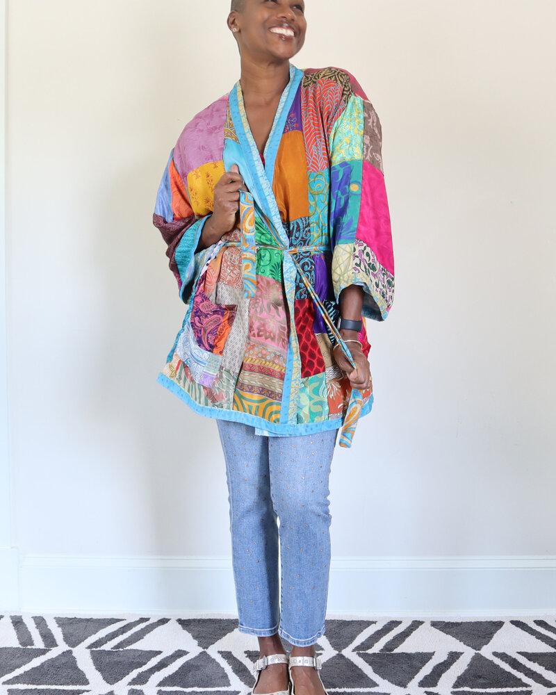 Reversible Silk Sari Patch Kimono