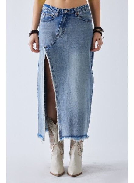 Signature 8 Asymmetric Slit Denim Skirt