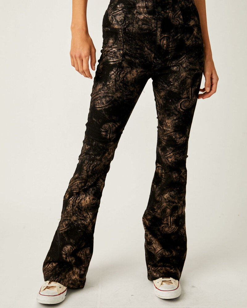 Free People Jayde Metallic Printed Flare