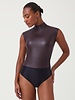 Spanx Mock Neck Faux Leather Bodysuit