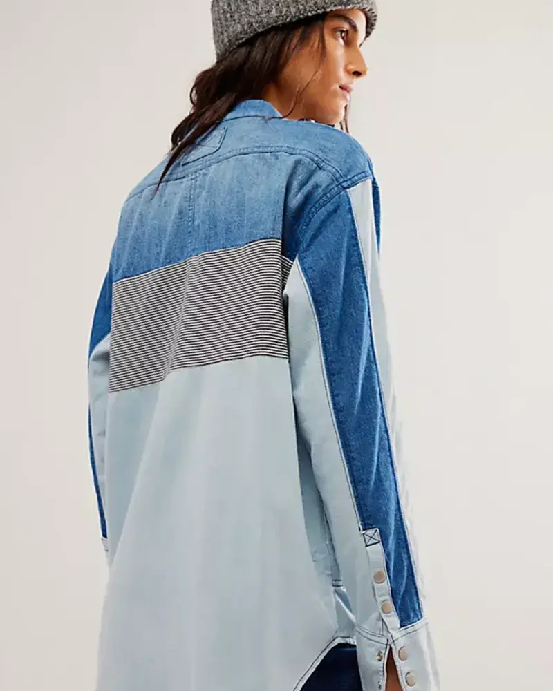 Free People Moto Color Block Shirt