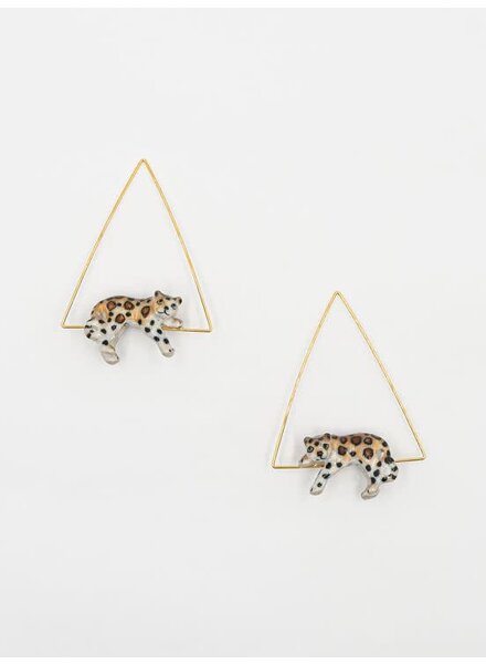 Nach Lying Leopard Triangle Earrings