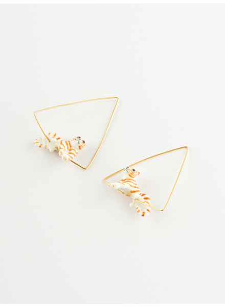 Nach Lying Tiger Triangle Earrings