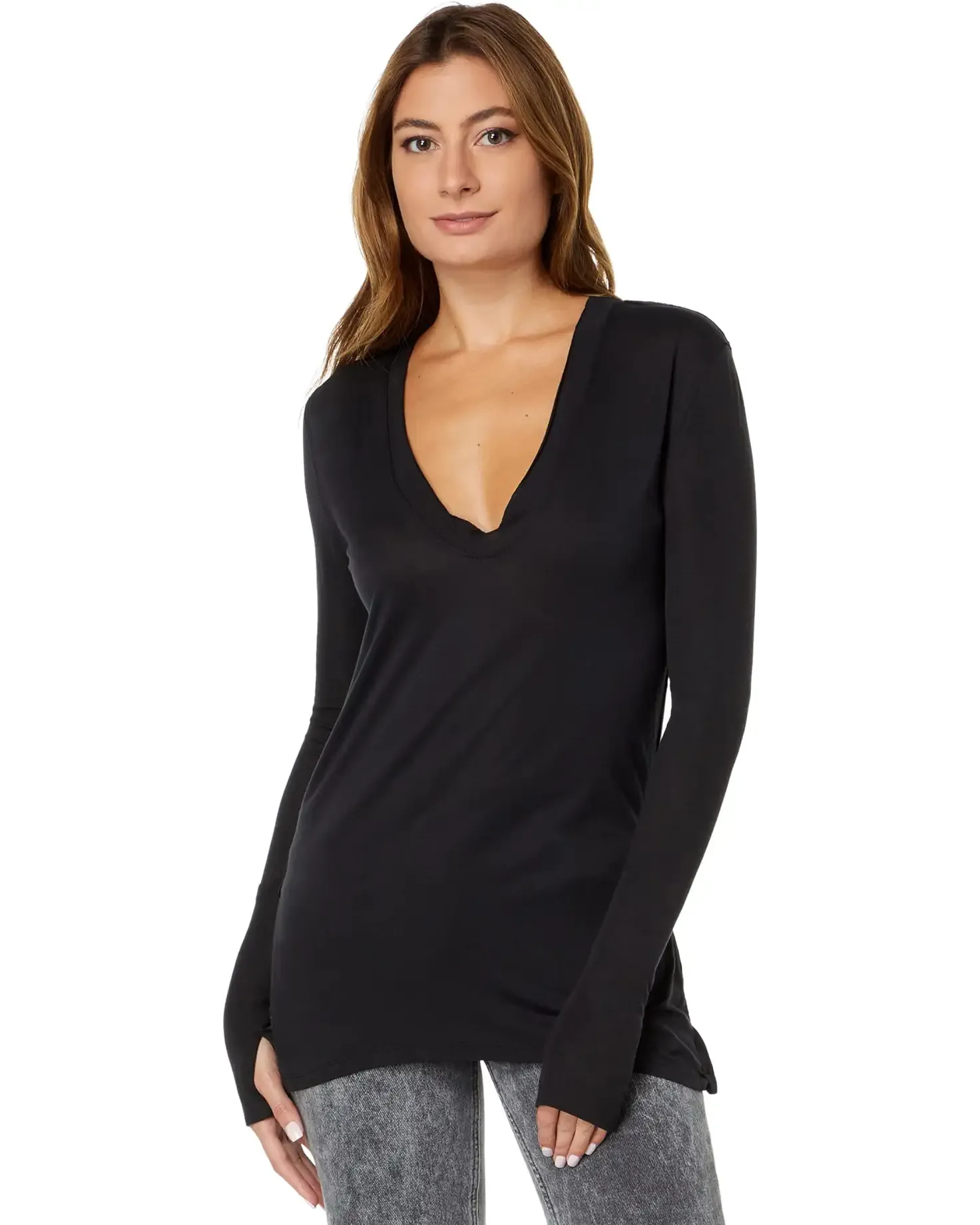 FREE PEOPLE Seamless Have It All Womens Long Sleeve Top - WASHED BLACK