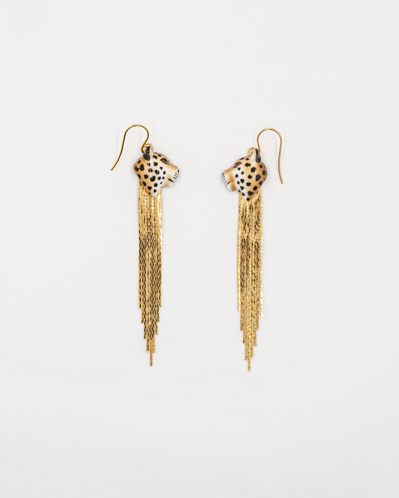 Nach Nach Leopard Fringe Earrings