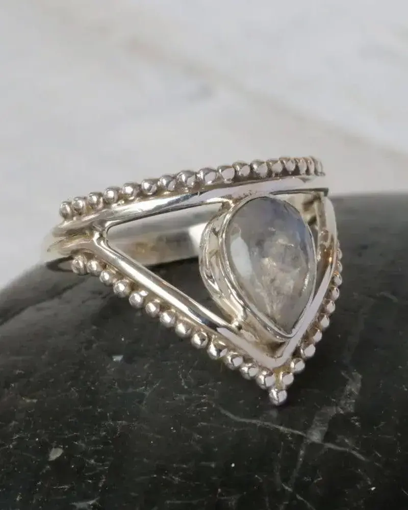 Baizaar Triangle Sterling Moonstone Ring