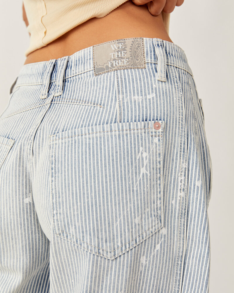 Free People Stripe Good Luck Midrise Jeans