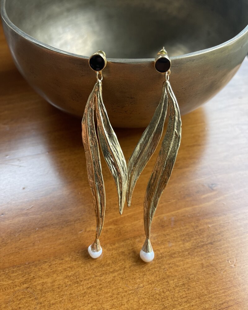 Ikat Jewelry Long Leaf Earrings