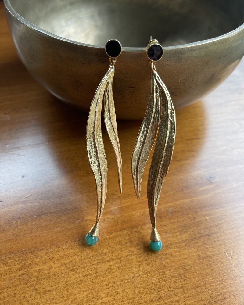 Ikat Jewelry Long Leaf Earrings