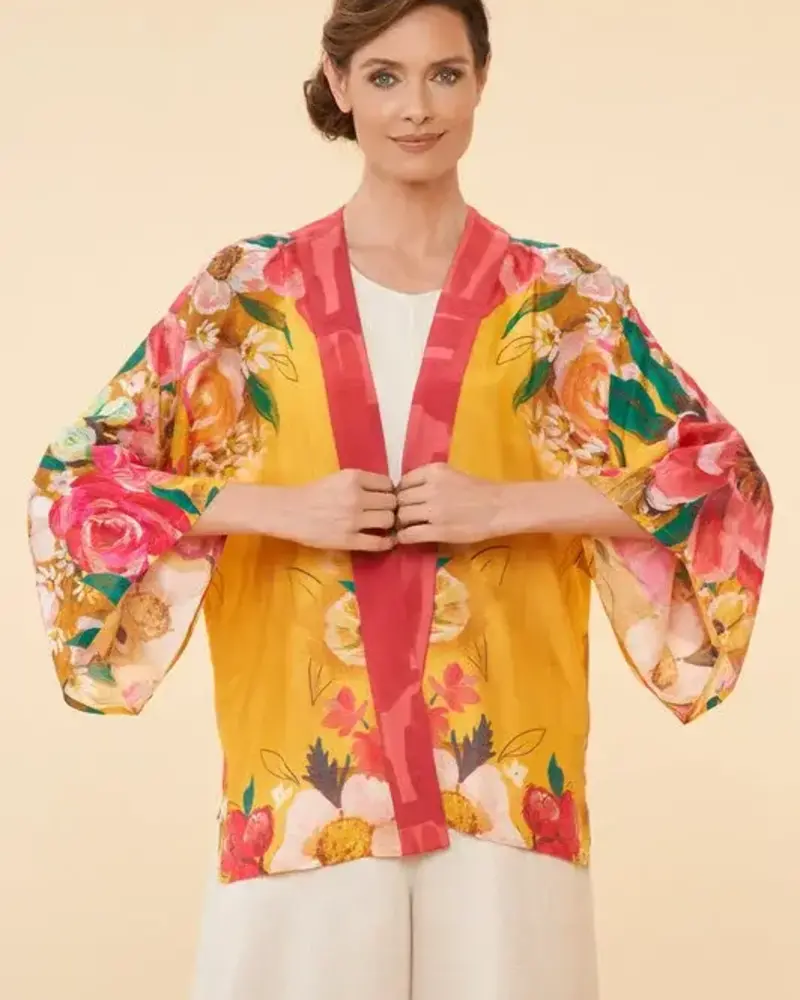 Powder Design Powder Impressionist Floral Short Kimono Jacket