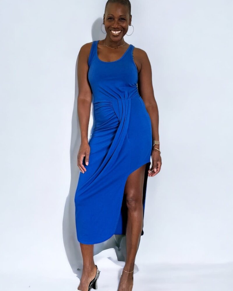 Bobi Asymmetrical Pleat Tank Dress