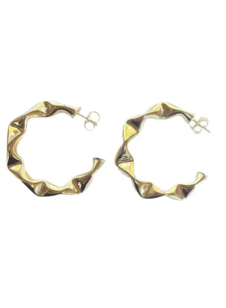 Sheila Fajl Hoops Large Gold Wrinkled Hoops