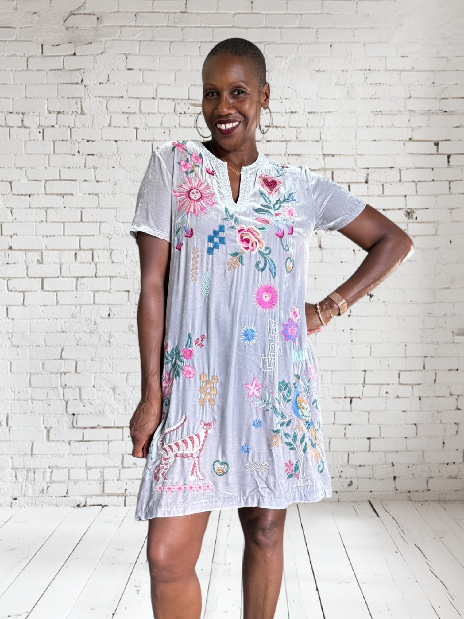 Johnny Was Carmene Velvet Shift Dress