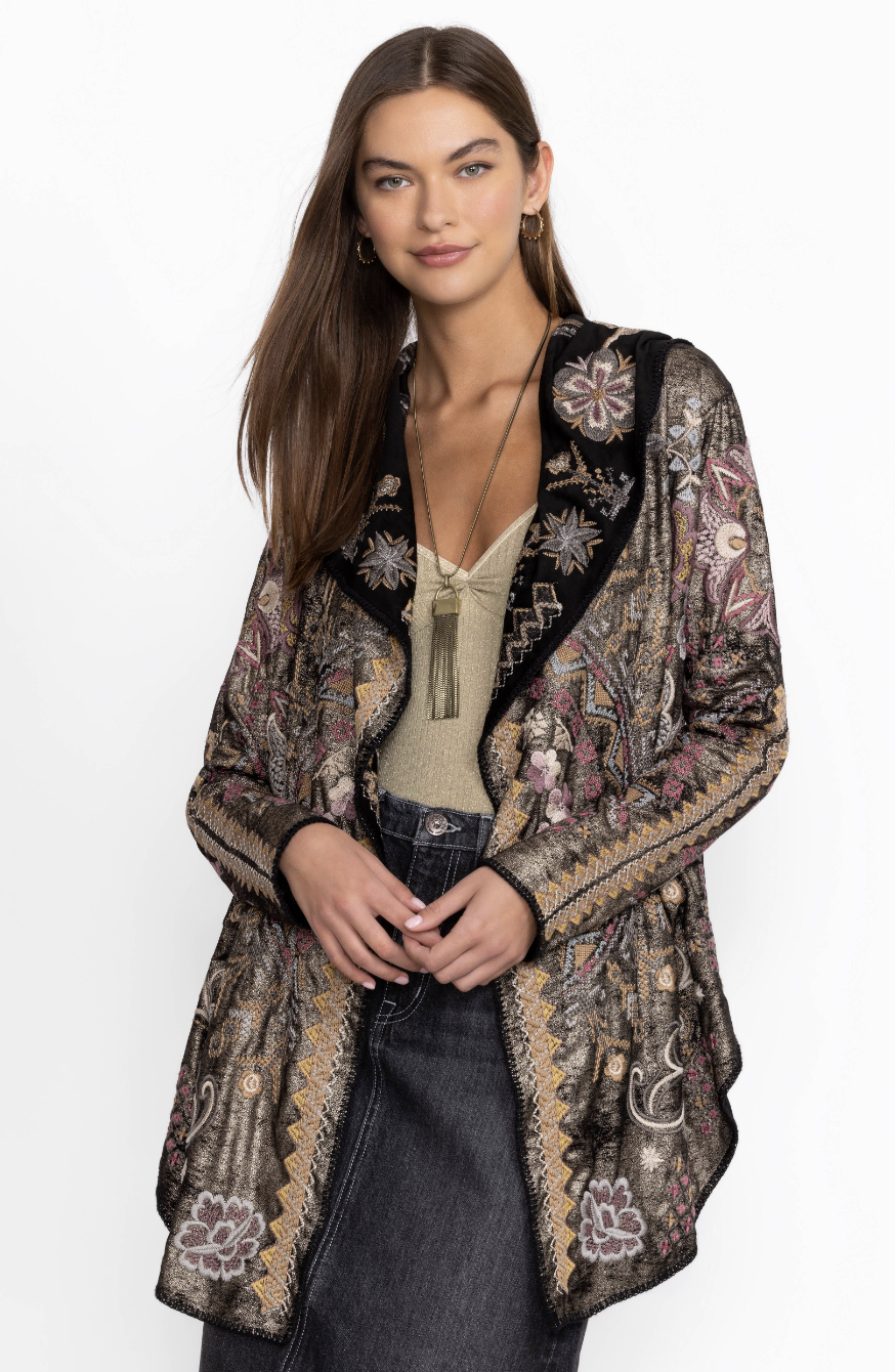 Johnny Was Biya Metallic Short Hoodie Squash Blossom Boutique
