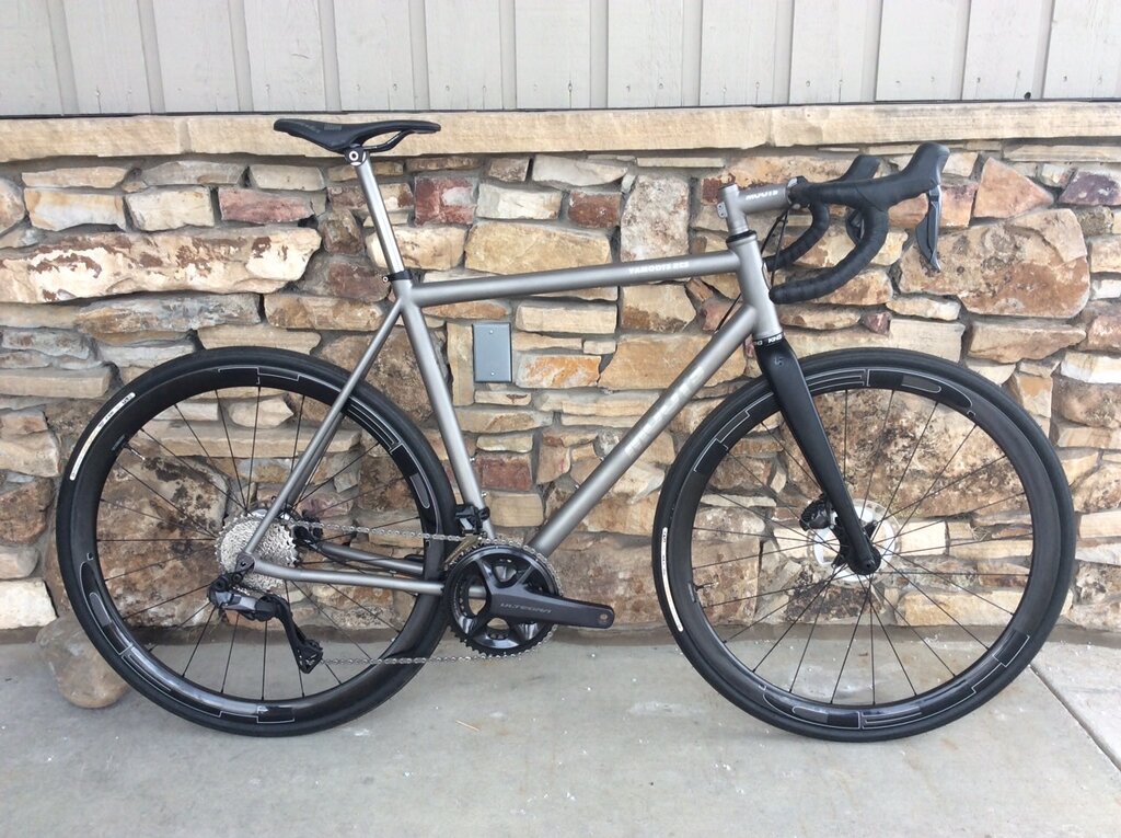 Orange Peel Custom Moots VaMoots RCS BRUSHED 56cm Shimano Ultegra Di2 2x HED Vanquish Custom Bike